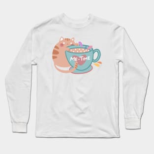 Cute “Me-Time“ Cat Design | Kawaii Handmade Illustration | Cat Lover Gift | By Atelier Serakara Long Sleeve T-Shirt